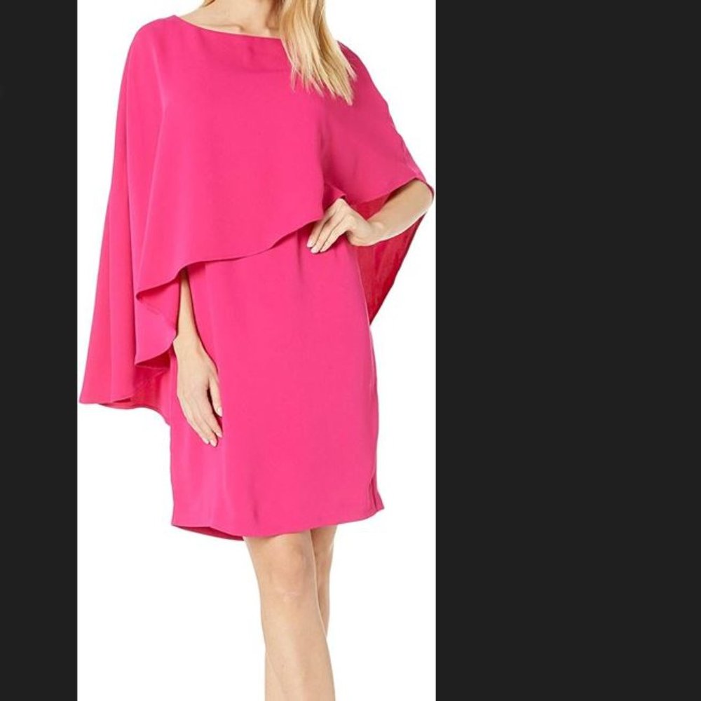 Trina Turk Fuchsia Asymmetrical Cape Dress